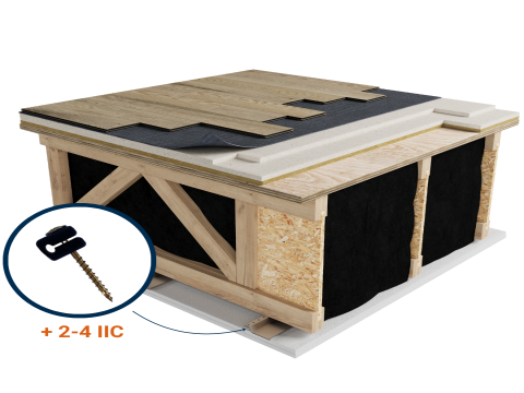 LWF-TAE | Wood | Floating | AcoustiTECH VP | Floating | Fermacell 2E32 | Light wood | Resilient channels | Ceiling image