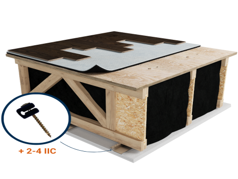 LWF-J8S | Laminate | Floating | Acoustiboard (Soprema) | Light wood | Resilient Channels | Ceiling image