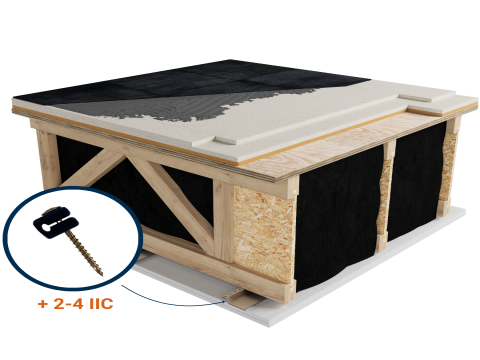 LWF-D3G | Ceramic | Mortar | Fermacell 2E31 | Light wood | Resilient channels | Ceiling image