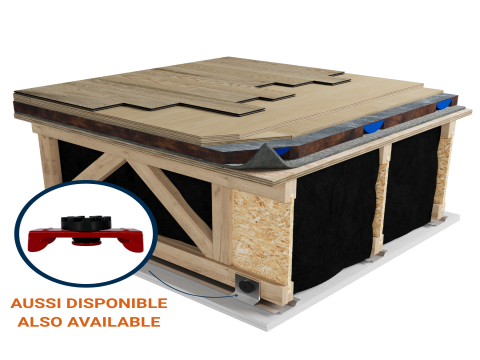 LWF-HNX | Wood | Nailed down | 5/8'' plywood | 5/8'' plywood | AcoustiTECH SOFIX | AcoustiTECH Lead 6 | Light wood | Acoustic isolator | Ceiling image