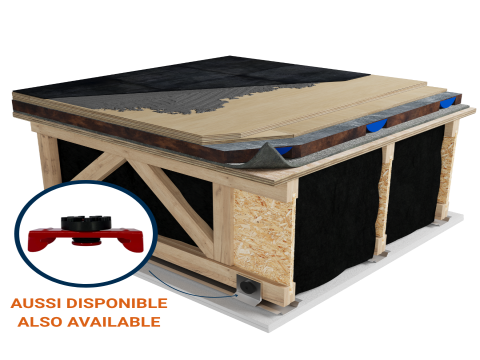 LWF-H4B | Ceramic | Mortar | 3/4'' plywood | 3/4'' plywood | AcoustiTECH SOFIX | AcoustiTECH Lead 6 | Light wood | Acoustic isolator | Ceiling image