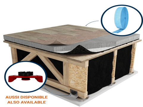 LWF-5VT | Vinyl | Floating | AcoustiTECH LV | Floating | 1“1/2 concrete topping| Insonomat (Soprema) | Light wood |  Acoustic isolator | Ceiling image