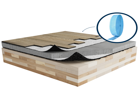 MTR-Z7P | Wood | Floating | Insonofloor (Soprema) | Floating | 1“1/2 concrete topping | Insonomat (Soprema) | Mass timber image