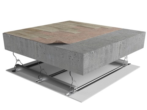 CON-38Q | Vinyl | Floating | AcoustiTECH LV | Floating | Concrete | Furring strips | Ceiling image